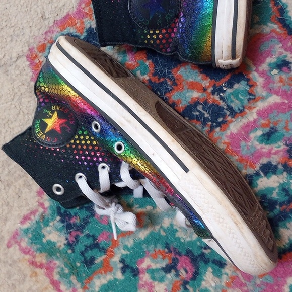 CONVERSE Rainbow High tops size 3 - Picture 2 of 5
